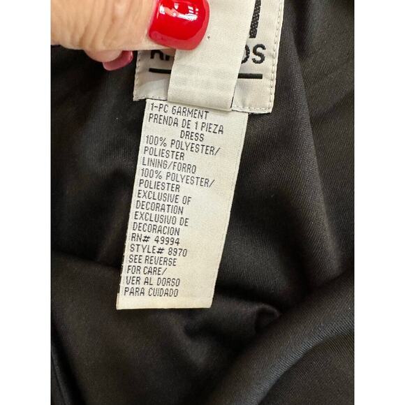 R&M Richards Women's Black Floral Embroidery Asymmetric sequinDress Size 14 - Picture 14 of 15